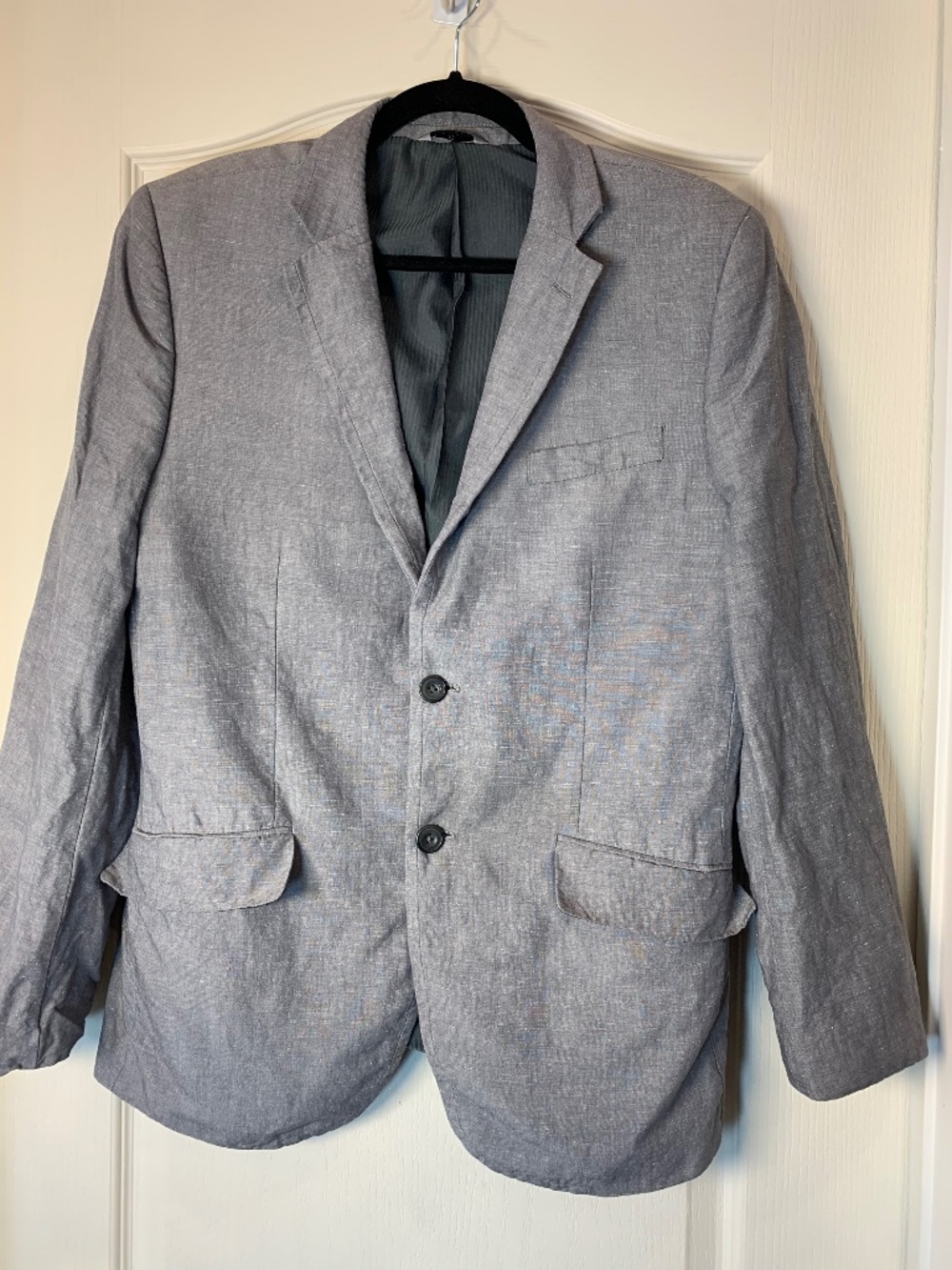 LE CHÂTEAU Linen Blend Grey‎ Blazer Men 40R Summer Wedding Guest Lightweight